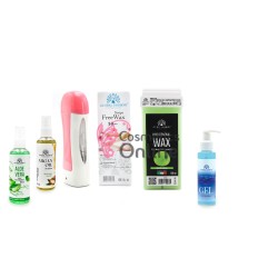 Kit pentru epilat GF 3-2, cu incalzitor roz, 50 benzi epilat, 1 cartus ceara cu mar verde, 3 lotiuni, art 23404